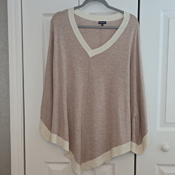 Lauren Ralph Lauren Tan and Cream Poncho Sweater - Picture 1 of 5